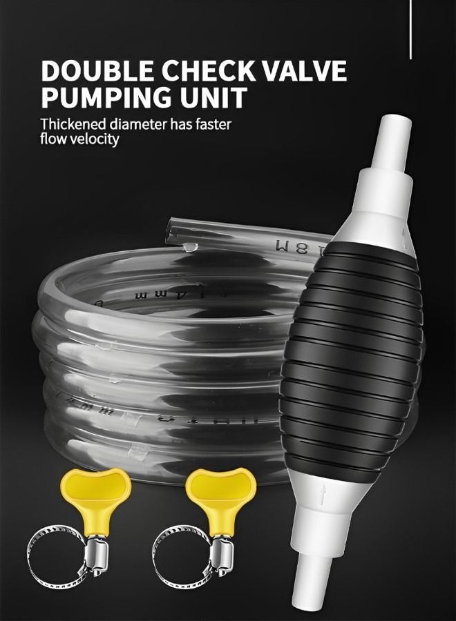 OR MENG Gasoline Siphon Hose,Upgrade 18MM Diameter Nozzle Gas Oil Water Fuel Transfer Siphon Pump,Manual Car Fuel Transfer Pump for Gas Gasoline Petrol with 2M Syphon Hose,Automotive Supplies - Image 5